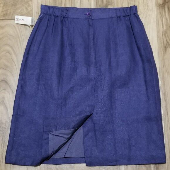Nwt Talbots Irish Linen Skirt Sz 10 Womens Blue Lined Knee Length Pencil New $78 - Picture 4 of 8
